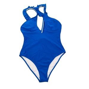 Cupshe Blue Ruffle One Piece Swim Suit Size M